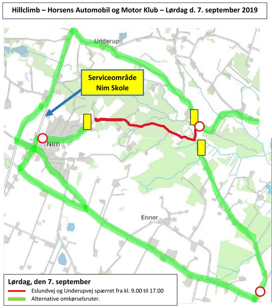 Oversigt over Hill Climb ruten